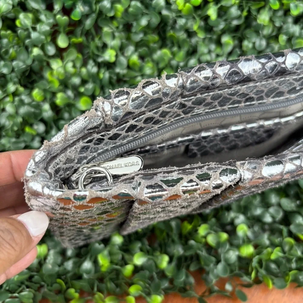 MICHAEL KORS TILDA Metallic Snakeskin Clutch